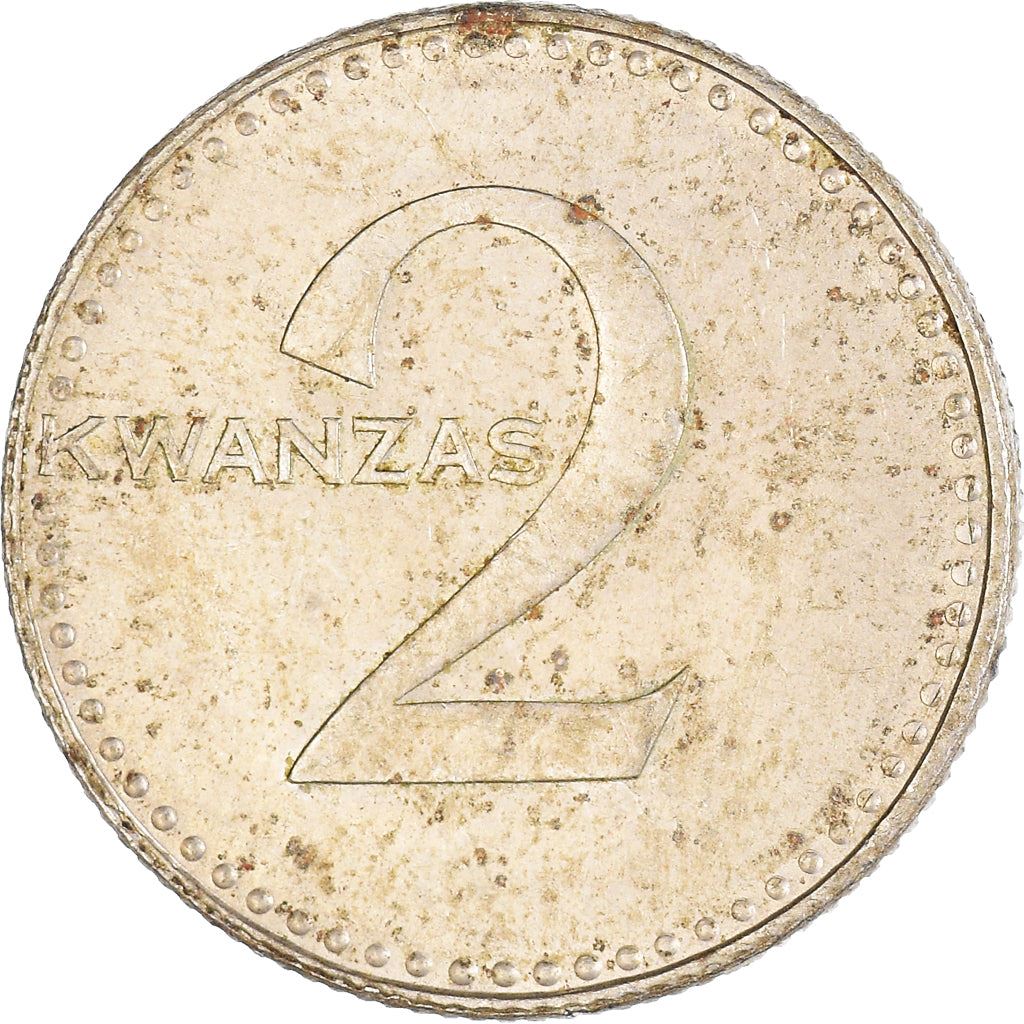 Angola | 2 Kwanzas Coin | Gear | Wreath | Km:84 | 1977