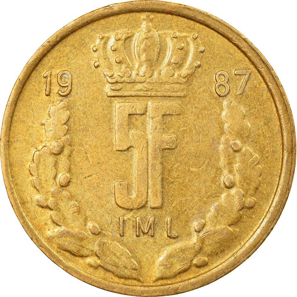 Luxembourg | 5 francs | Monarque | Bronze d’aluminium-nickel | KM : 60 | 1986-1988