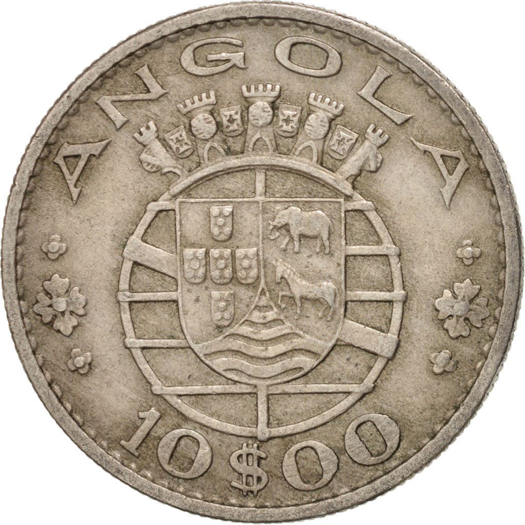 Angola | 10 Escudos Coin | Horse | Elephant | Shield | Km:79 | 1969 - 1970