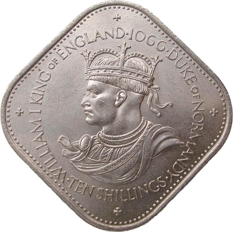 Guernsey 10 Shillings Coin | Queen Elizabeth II | King William I | KM19 | 1966