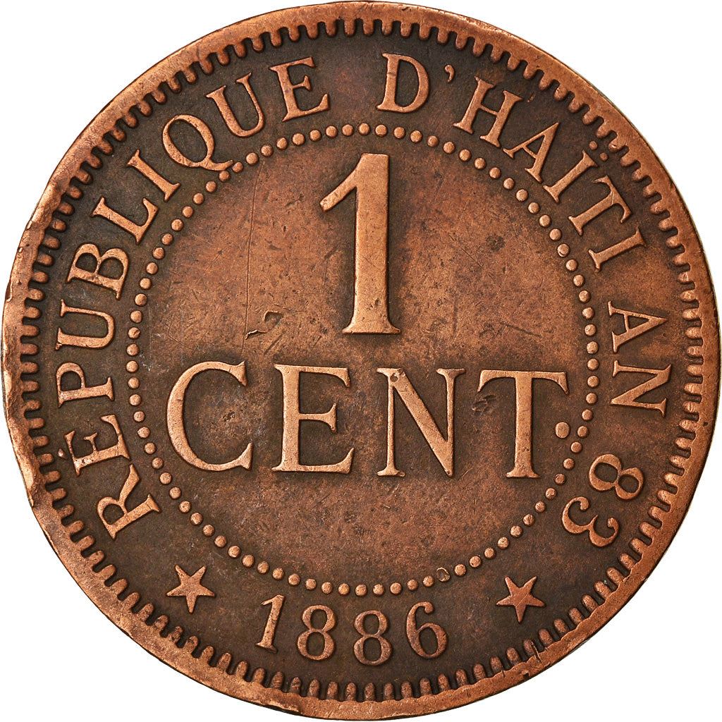 Haiti | 1 Centime Coin | Palm Tree | Cannon | Km:48 | 1886 - 1895