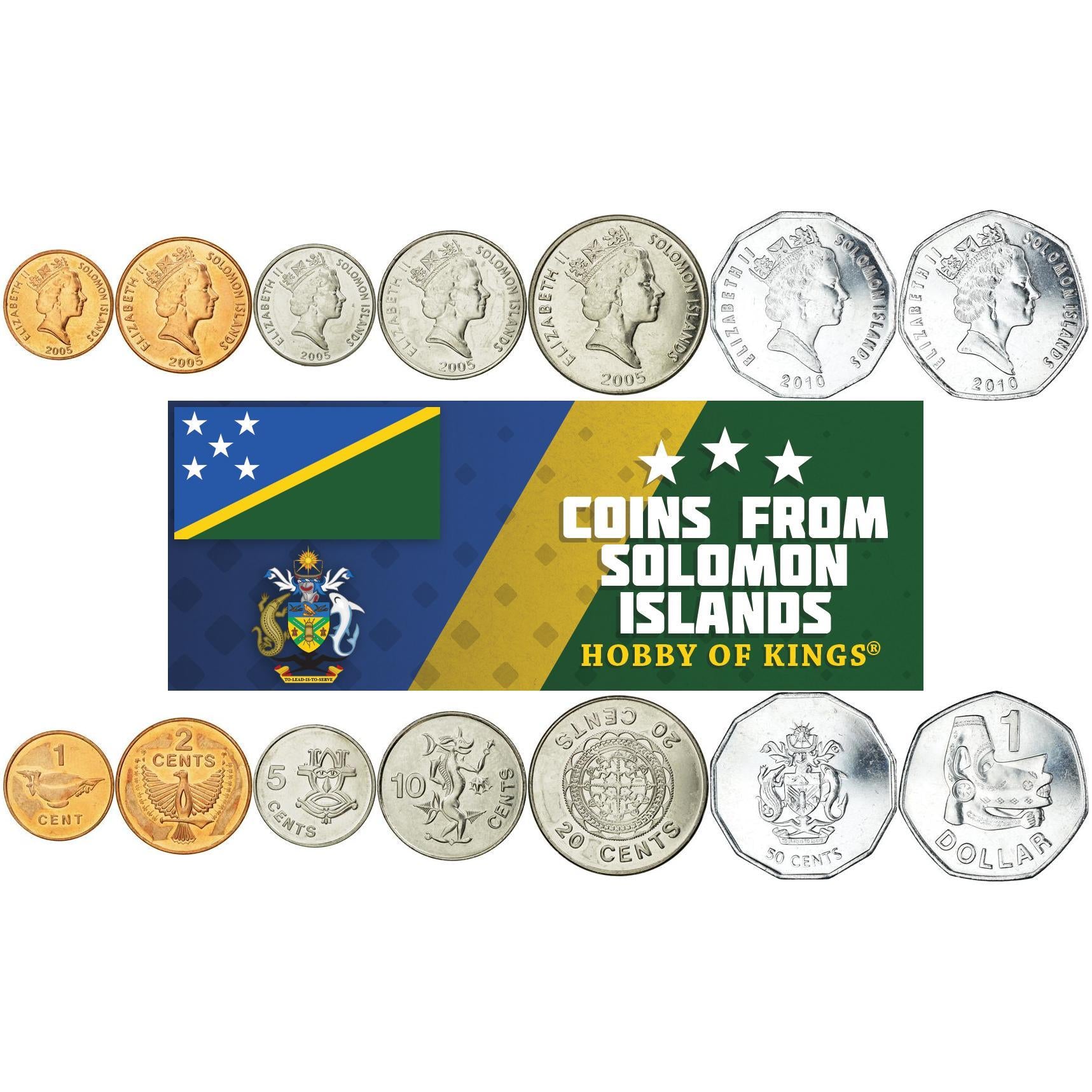Solomon Islands | 7 Coin Set | 1 Cent 2 5 10 20 50 Cents 1 Dollar | 1987 - 2010