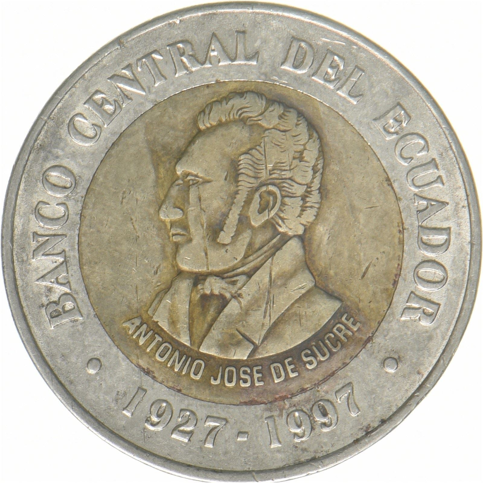 Ecuador | 100 Sucres Coin | Antonio José de Sucre | Bimetallic | KM:101 | 1997