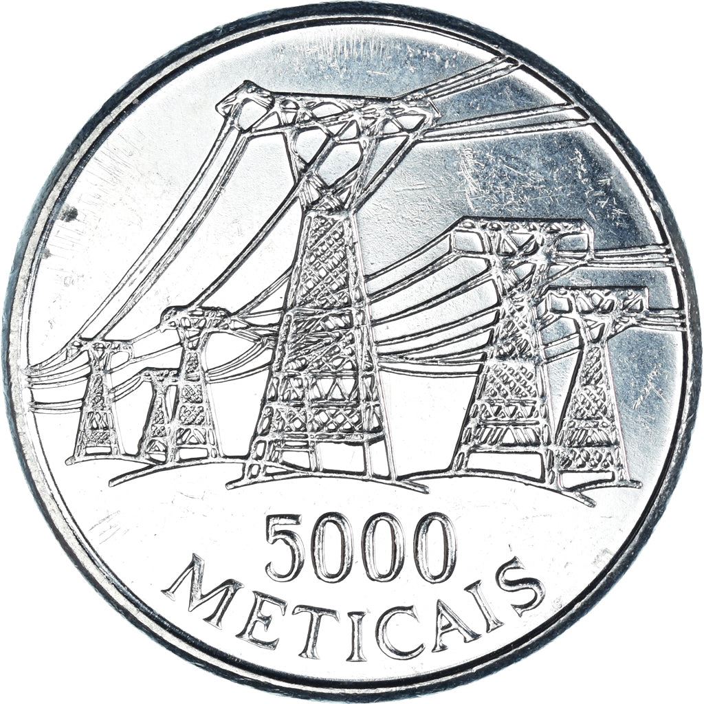 Mozambique 5000 Meticais Coin | Electric Lines | KM124 | 1998