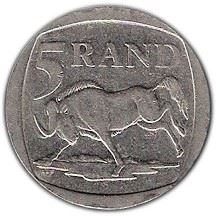 South Africa | 5 Rand Coin | Animals | Wildebeest | Gnu | Km:337 | 2003