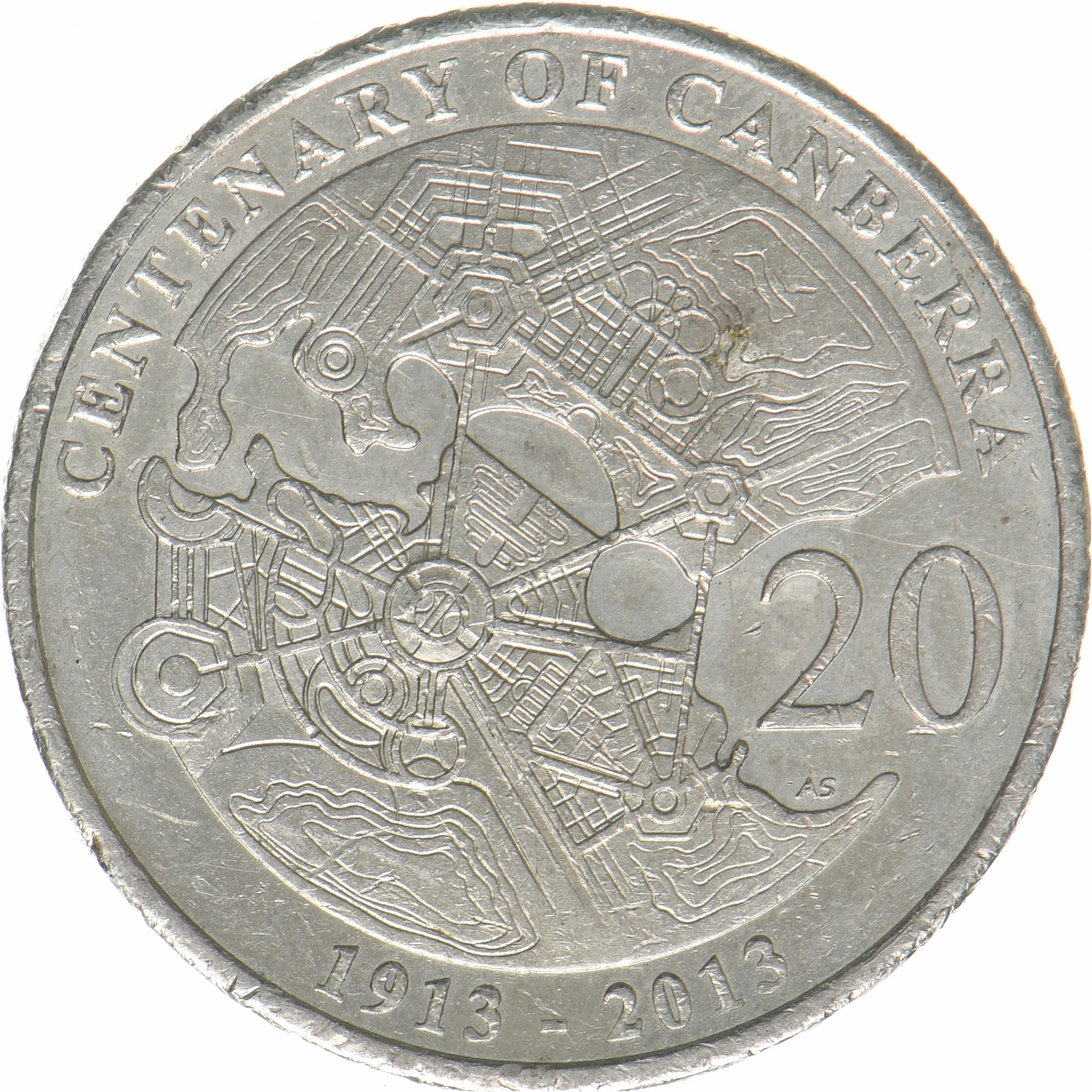 Australia | 20 Cents Coin | Centenary of Canberra | KM:2080 | 2013