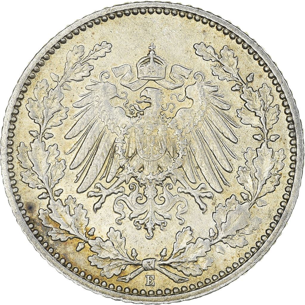 German Empire 1/2 Mark Coin | Deutsches Reich | Wilhelm II | Type 2 | KM17 | 1905 - 1919