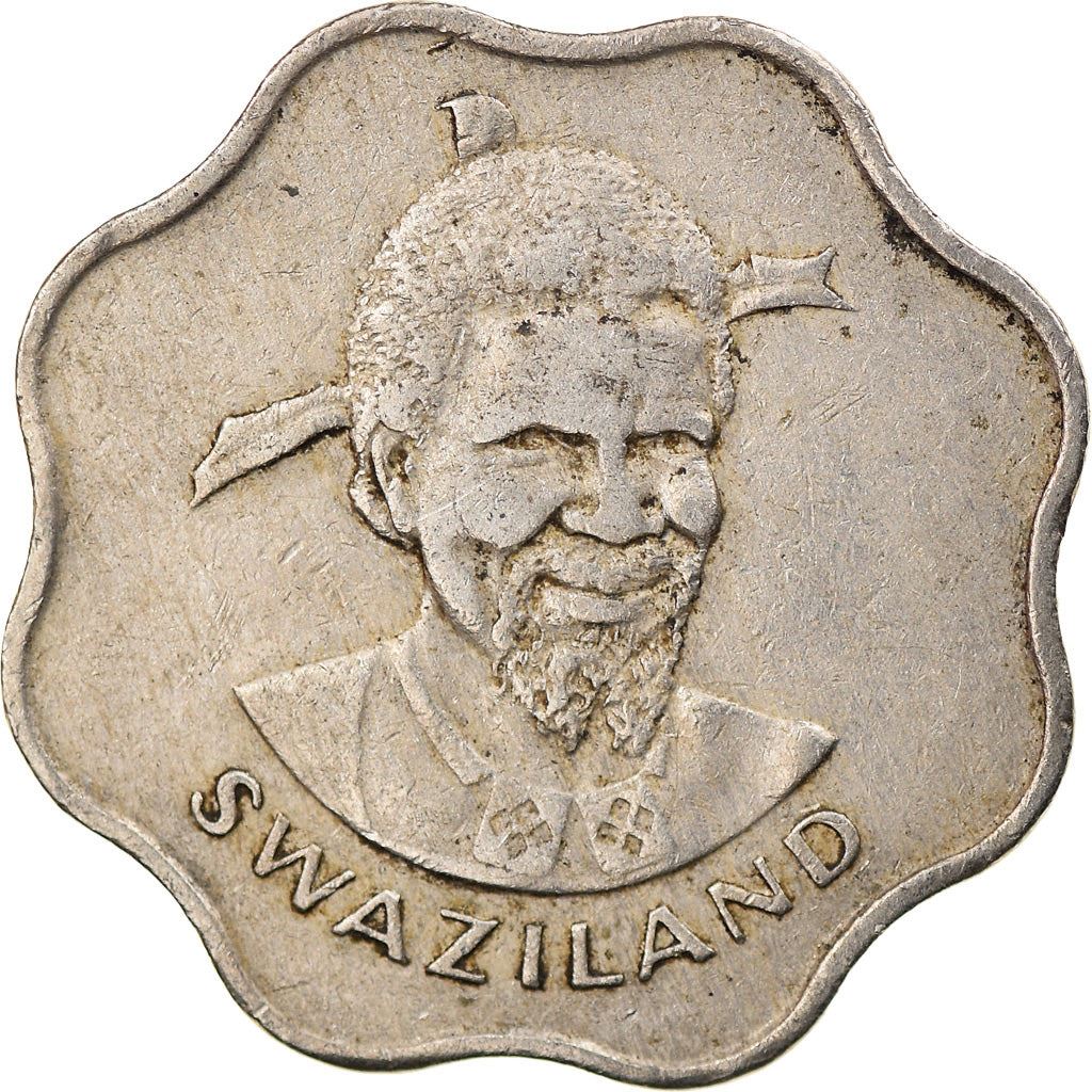 Kingdom of Swaziland | 10 Cents Coin | King Sobhuza II | Sugar Canes | Km:10 | 1974 - 1979