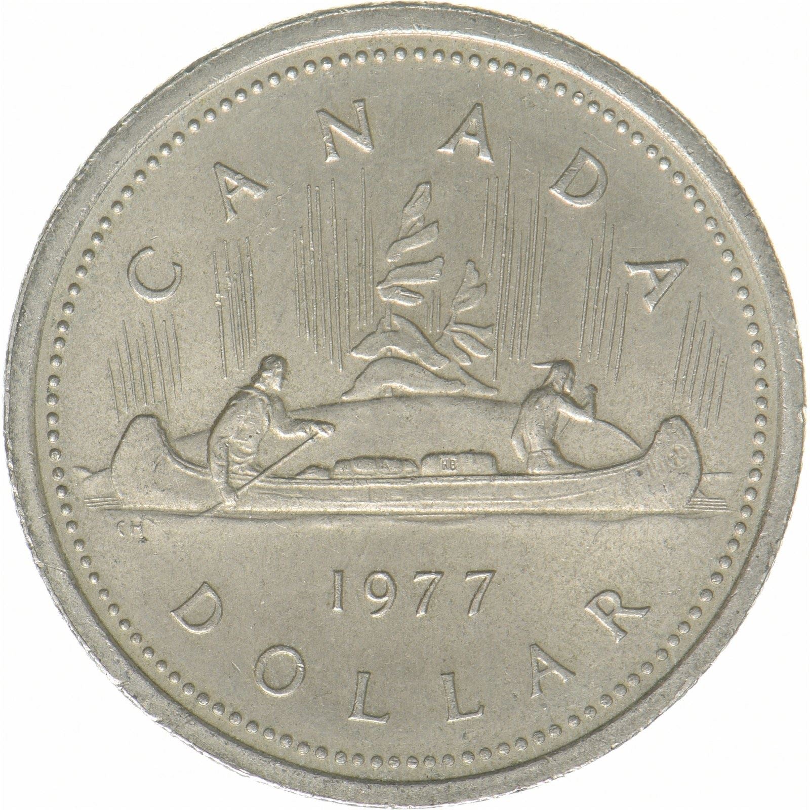 Canada | 1-dollars mønt | Nikkel | 2. portræt; randperler | KM:117 | 1977