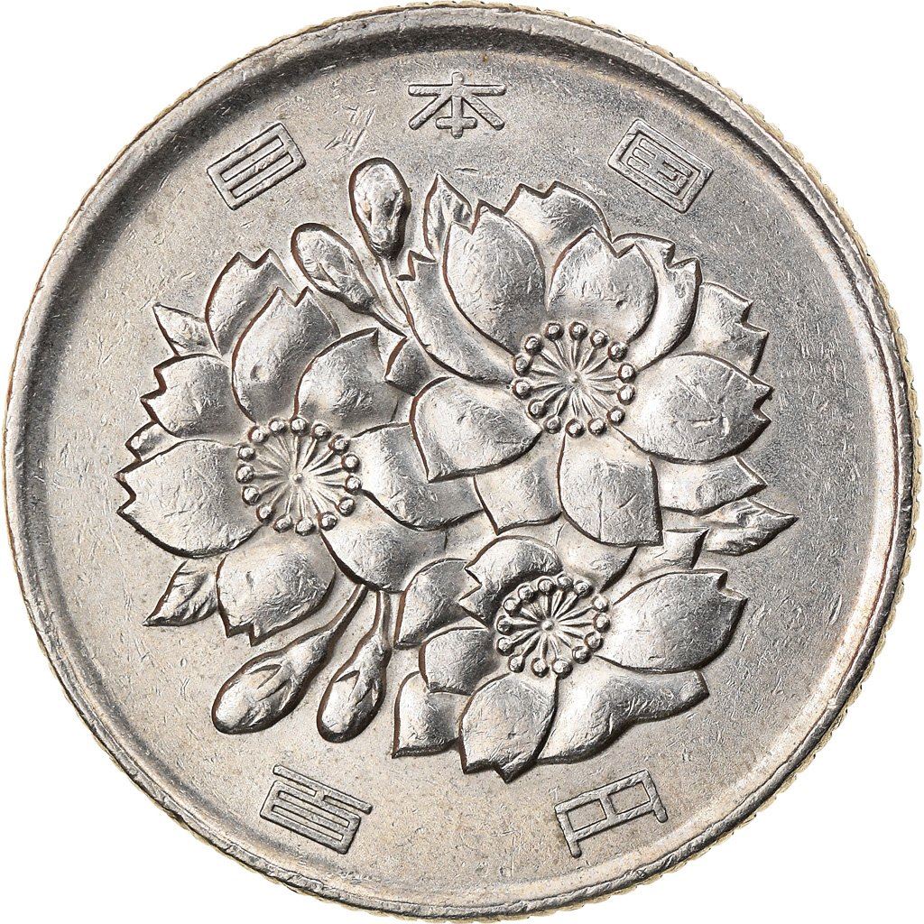 Japan | 100 Yen Coin | Cherry Blossoms | Y:82, Jnda:02-4, Schön:59 | 1967 - 1988
