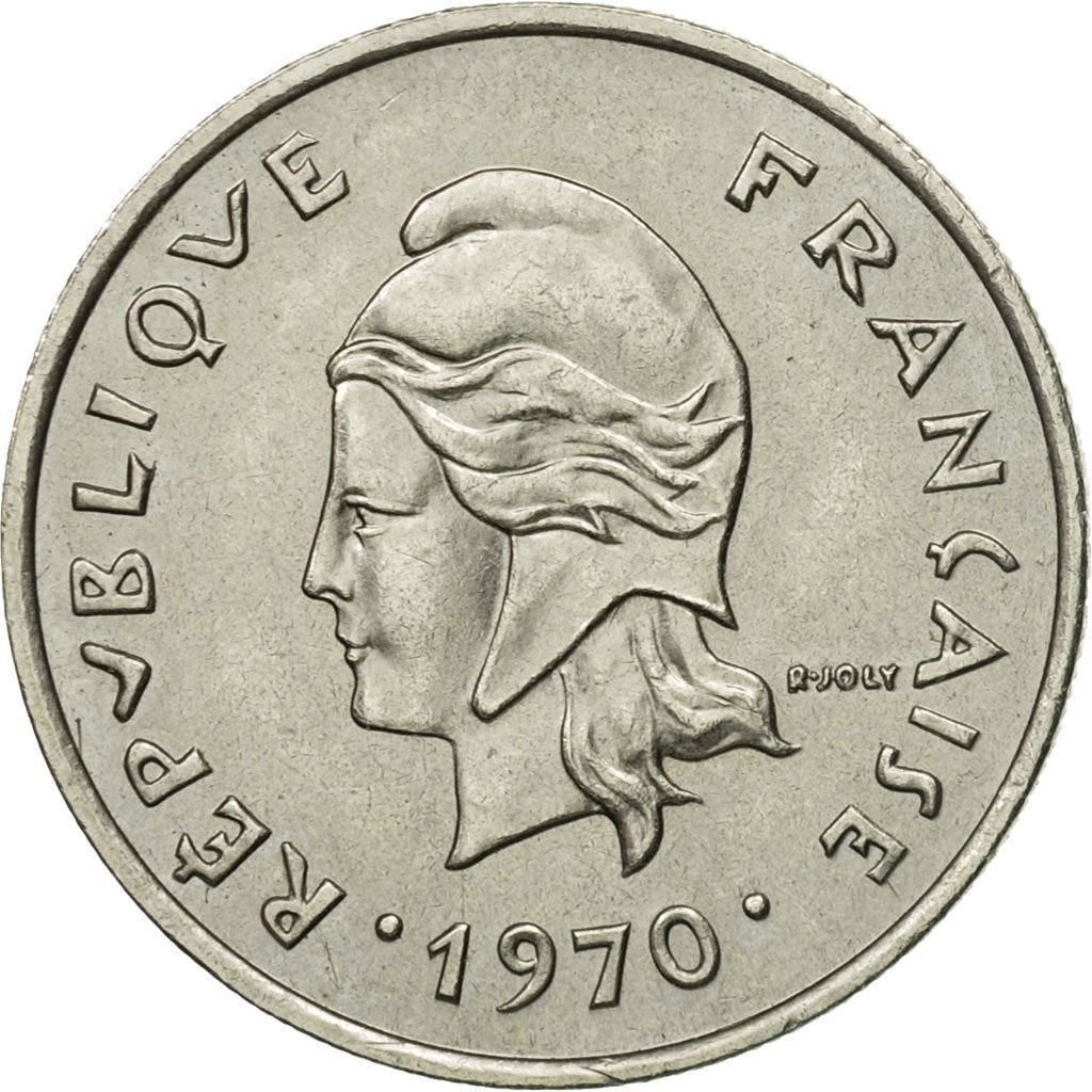 New Hebrides | 10 Francs Coin | Marianne | Native Mask | Snails | Km:2.1 | 1967 - 1970