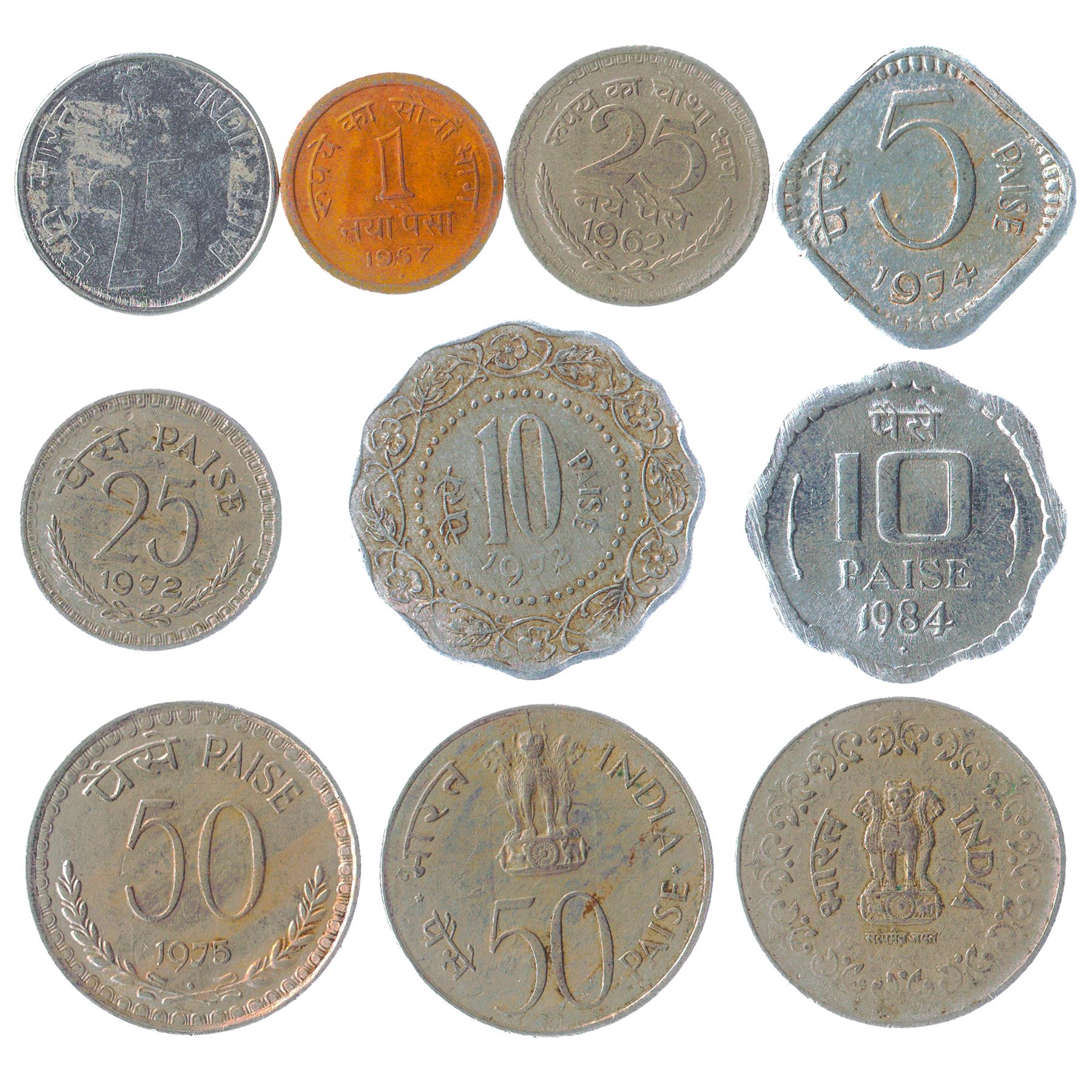 India 10 Mixed Coins | 1950 - 2026