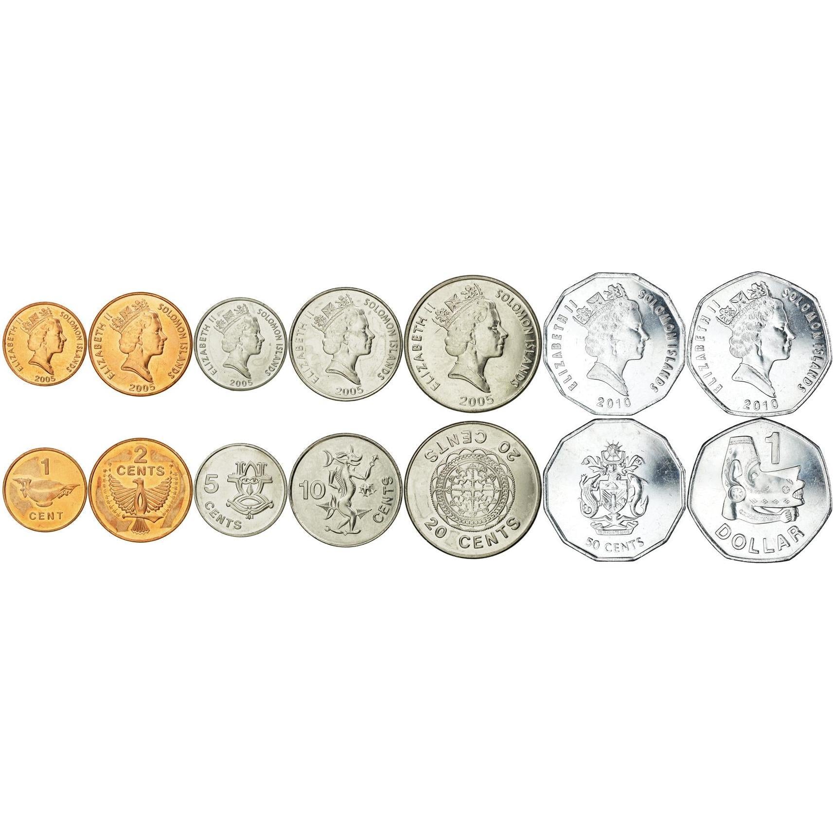 Solomon Islands | 7 Coin Set | 1 Cent 2 5 10 20 50 Cents 1 Dollar | 1987 - 2010