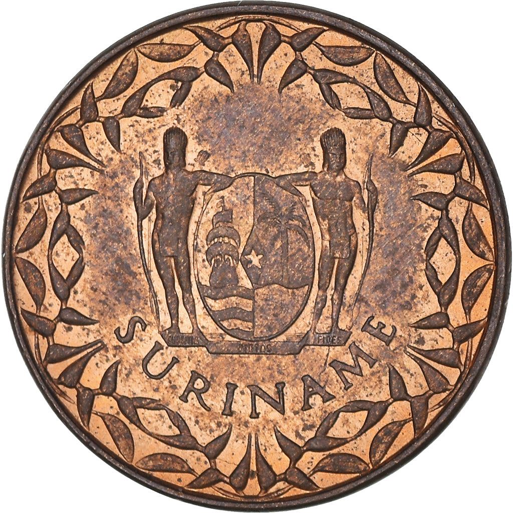 Suriname | 1 Cent Coin | Red Palulu Flower | Wreath | Natives | Km:11 | 1962 - 1972