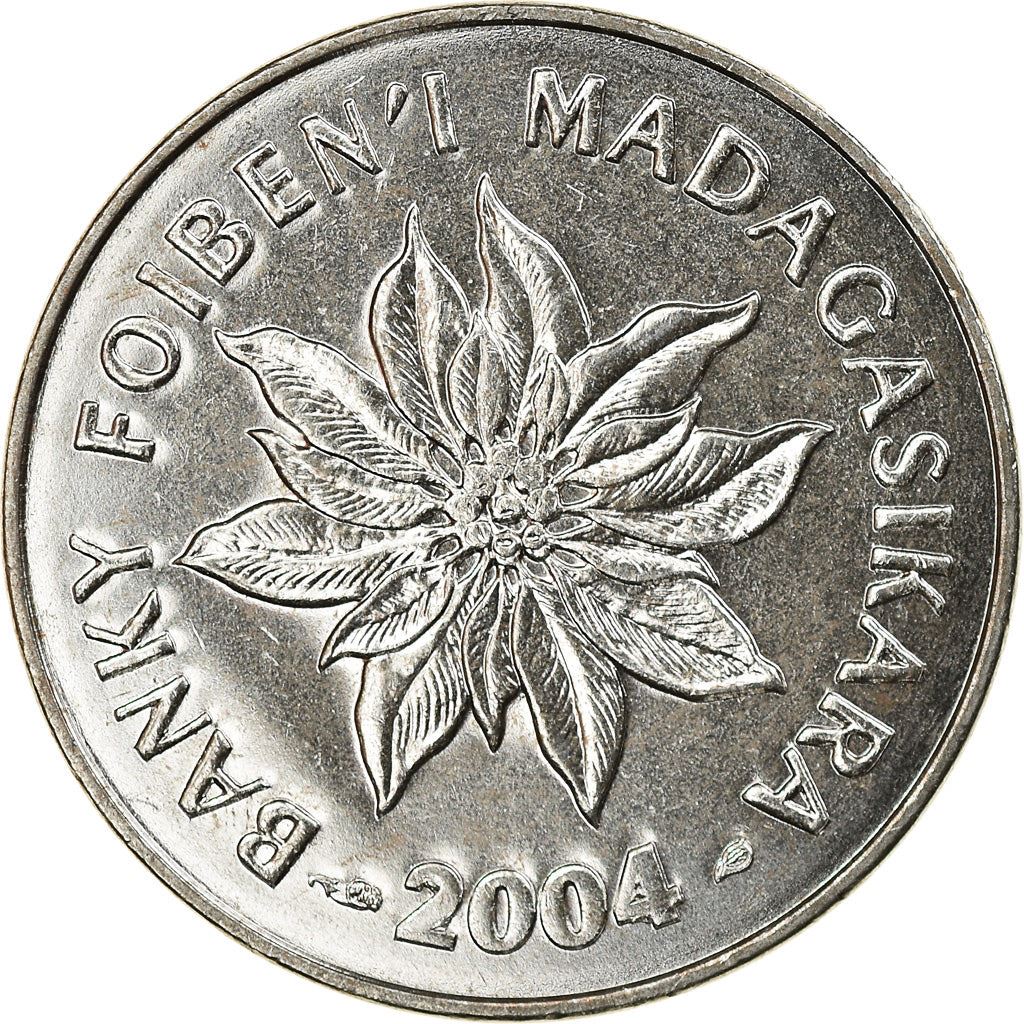 Madagascar | 1 Ariary Coin | Flower | Zebu | Km:29 | 2004