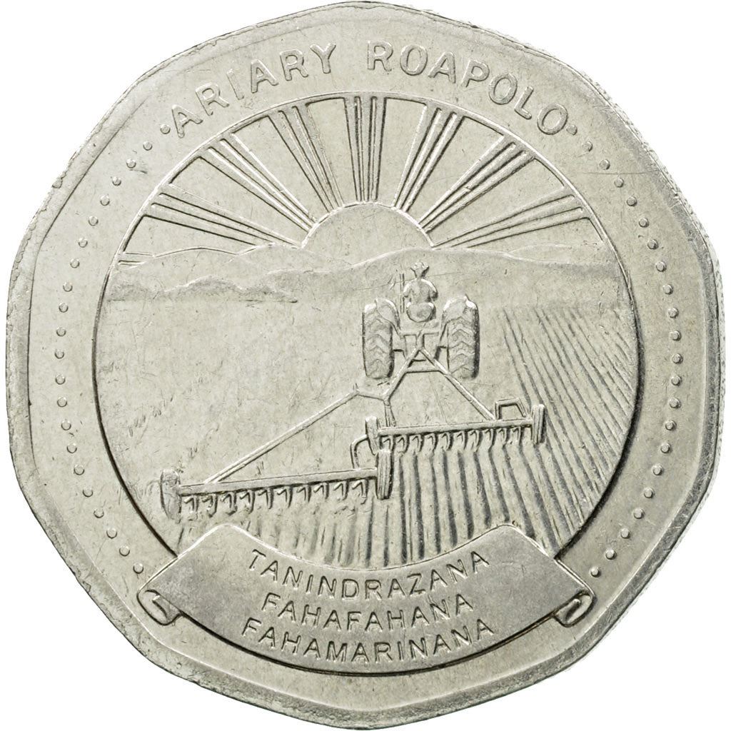 Madagascar | 20 Ariary Coin | Star | Tractor | Farmer | Km:24.1 | 1994