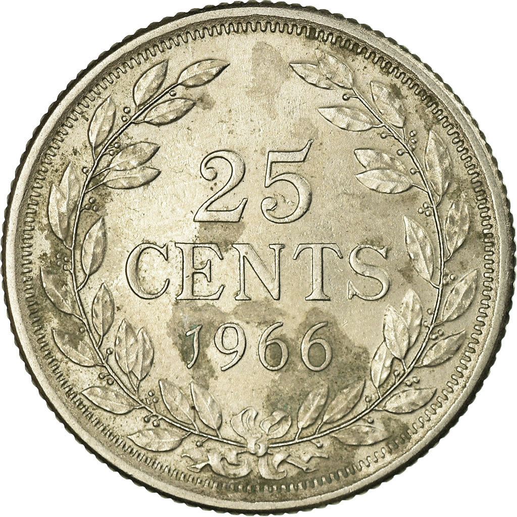 Liberia | 25 Cents Coin | Olive Branches | Km:16A | 1966 - 1990