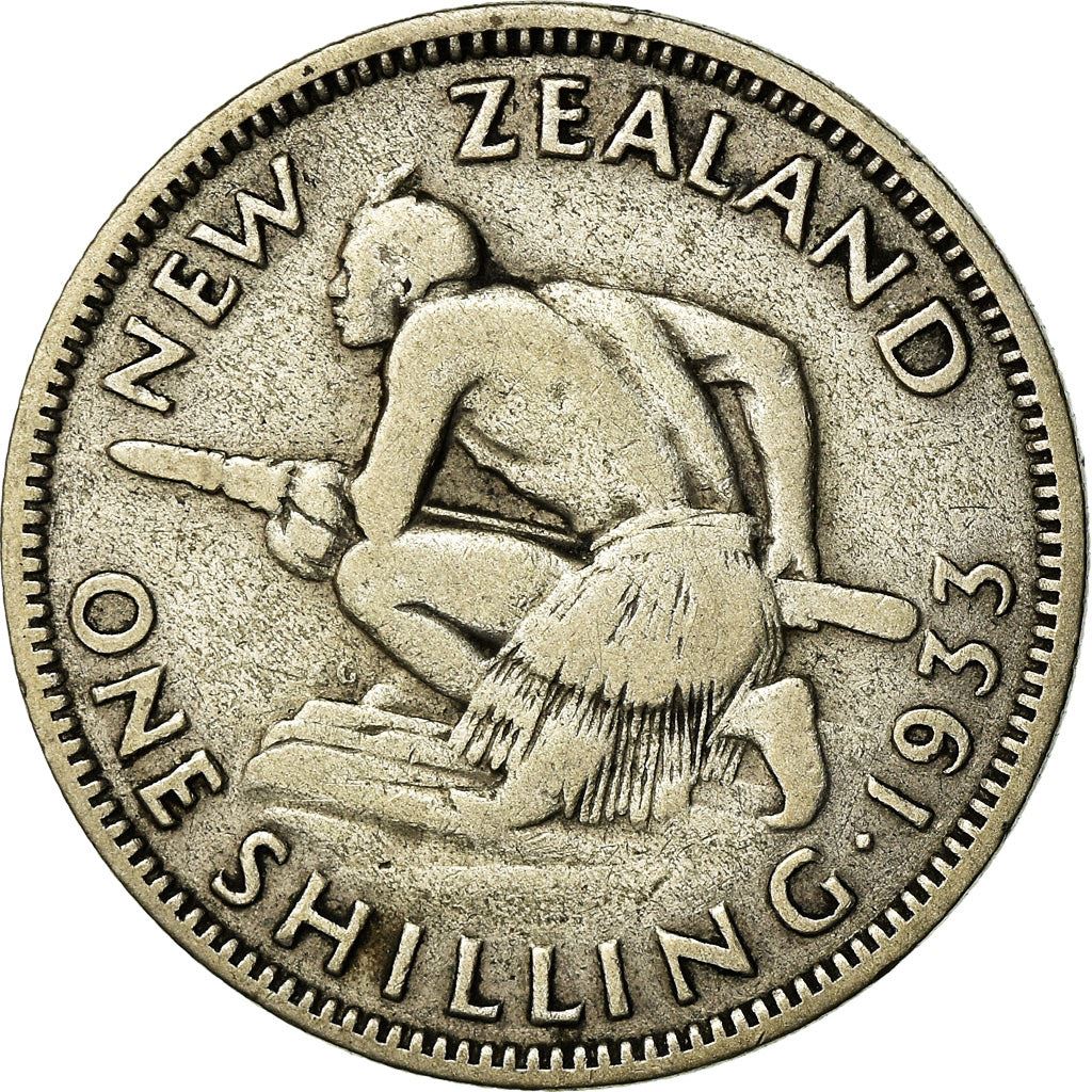 New Zealand | 1 Shilling Coin | George V | Maori Warrior | Km:3 | 1933 - 1935