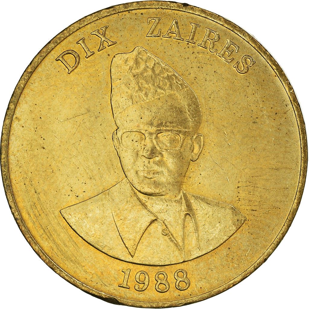 Zaire | 10 Zaires Coin | Mobutu Sese Seko | Km:19 | 1988