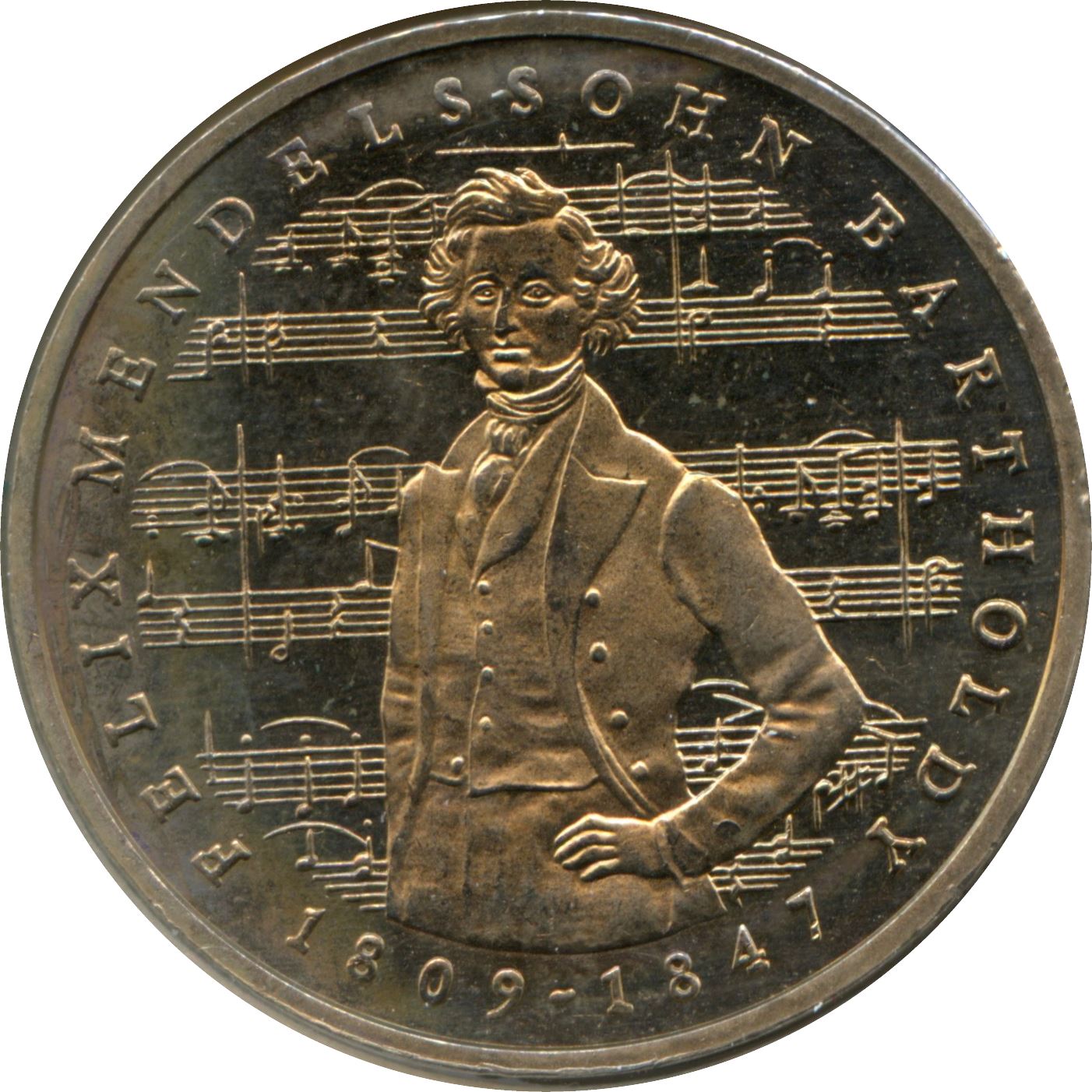 Germany 5 Deutsche Mark Coin | Felix Mendelssohn Bartholdy | Eagle | KM161 | 1984