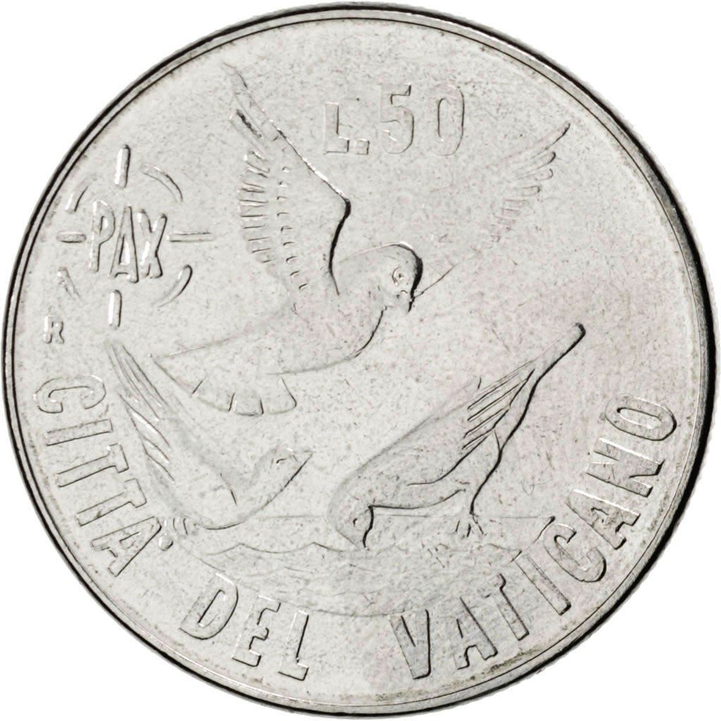 Vatican City | 50 Lire Coin | Doves | Km:179 | 1984