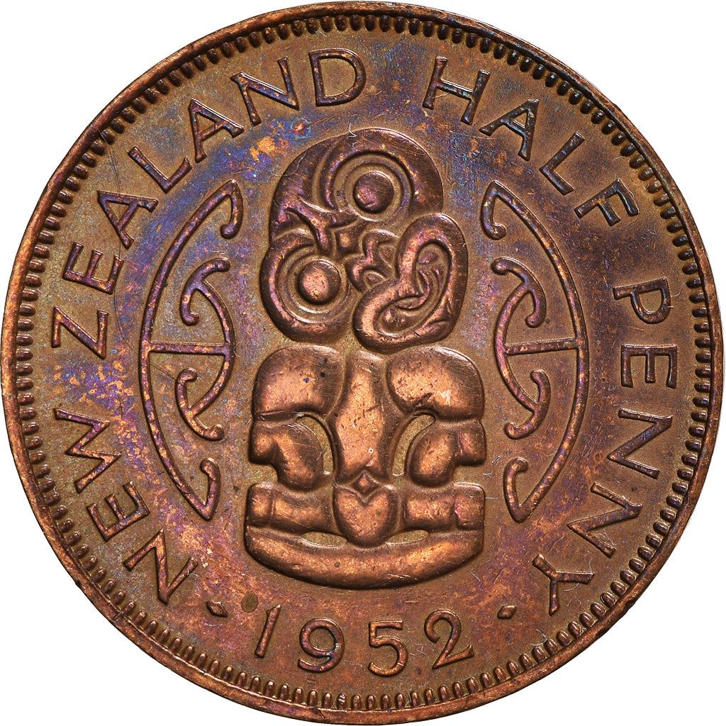 Nieuw-Zeeland | 1/2 Penny Munt | George VI | Hei-Tiki Hanger | Km:20 | 1949 - 1952