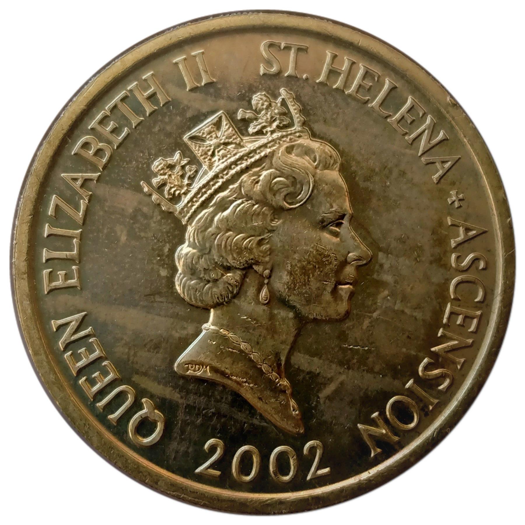 Sant'Elena e Ascensione | Moneta da 2 Sterline | Elisabetta II | Scudo di Sant'Elena | KM:26 | 2002