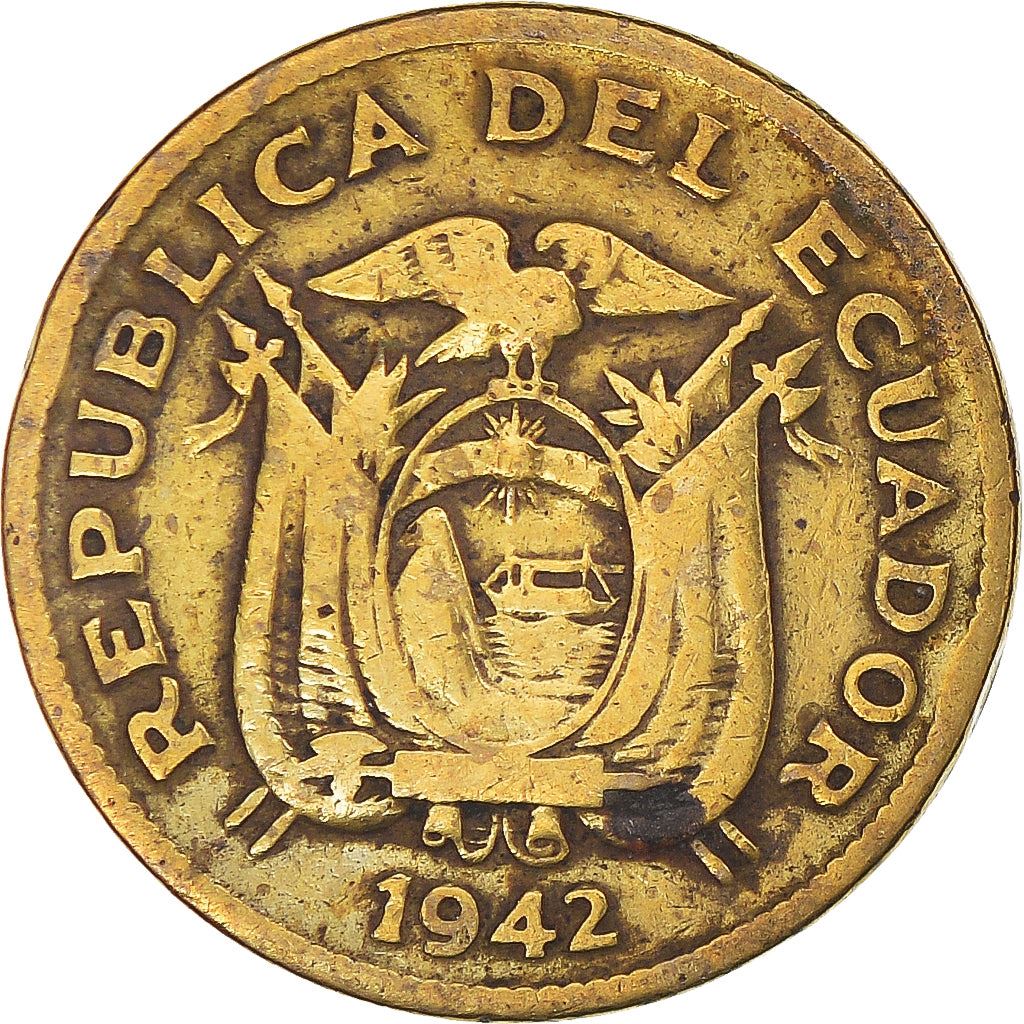 Ecuador | 20 centavos-mønt | Messing | Krans | KM:77.1a | 1942-1944