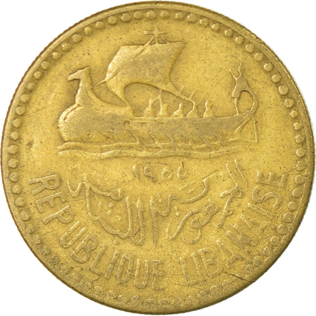 Lebanon | 10 Qirush / Piastres Coin | Cedar tree | Km:22 | 1955
