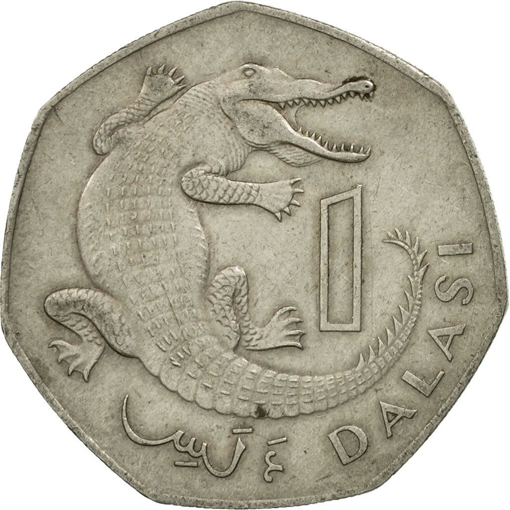 The Gambia | 1 Dalasi Coin | Slender-snouted crocodile | Km:59 | 1998