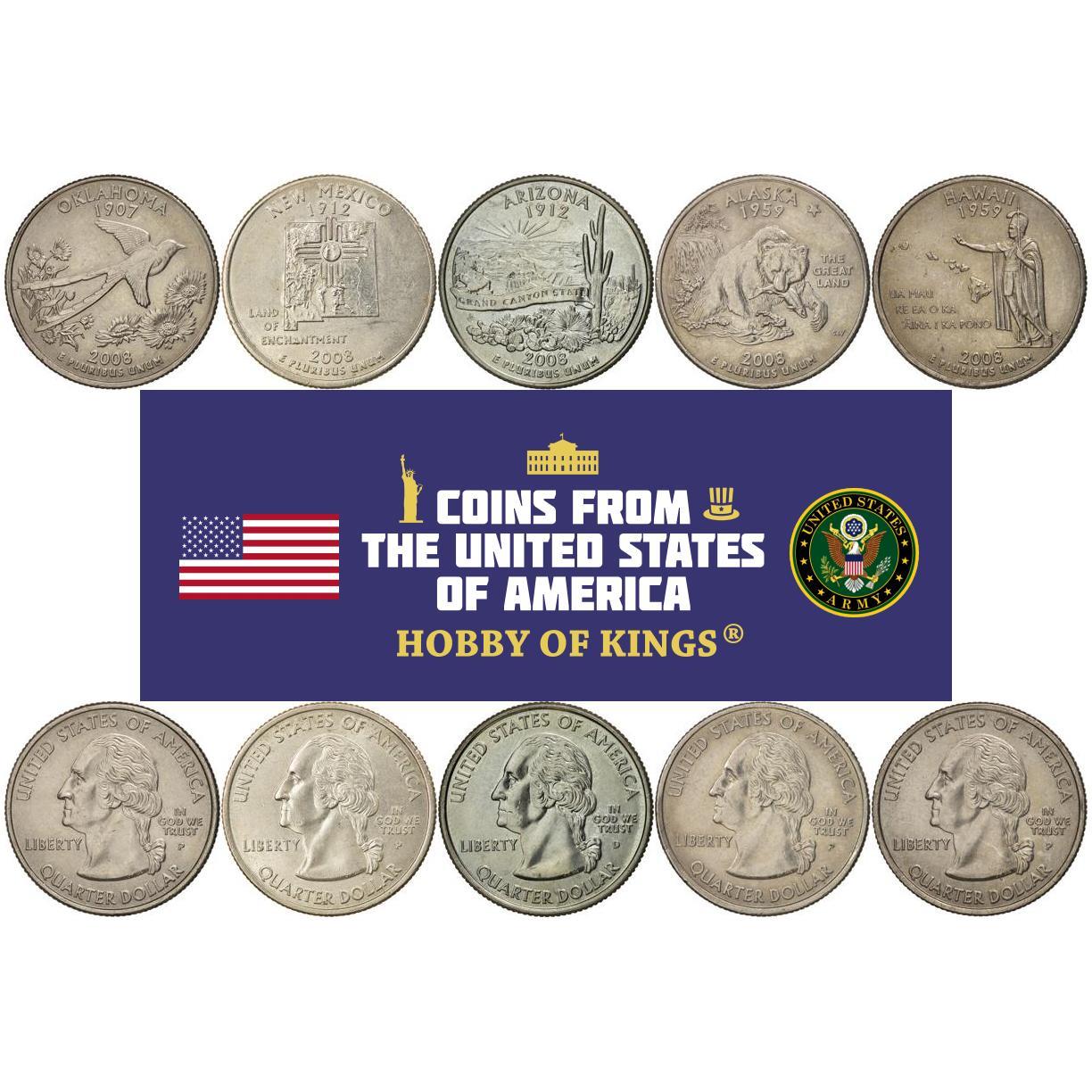 United States | 5 Coin Set | 1/4 Dollar | 2008