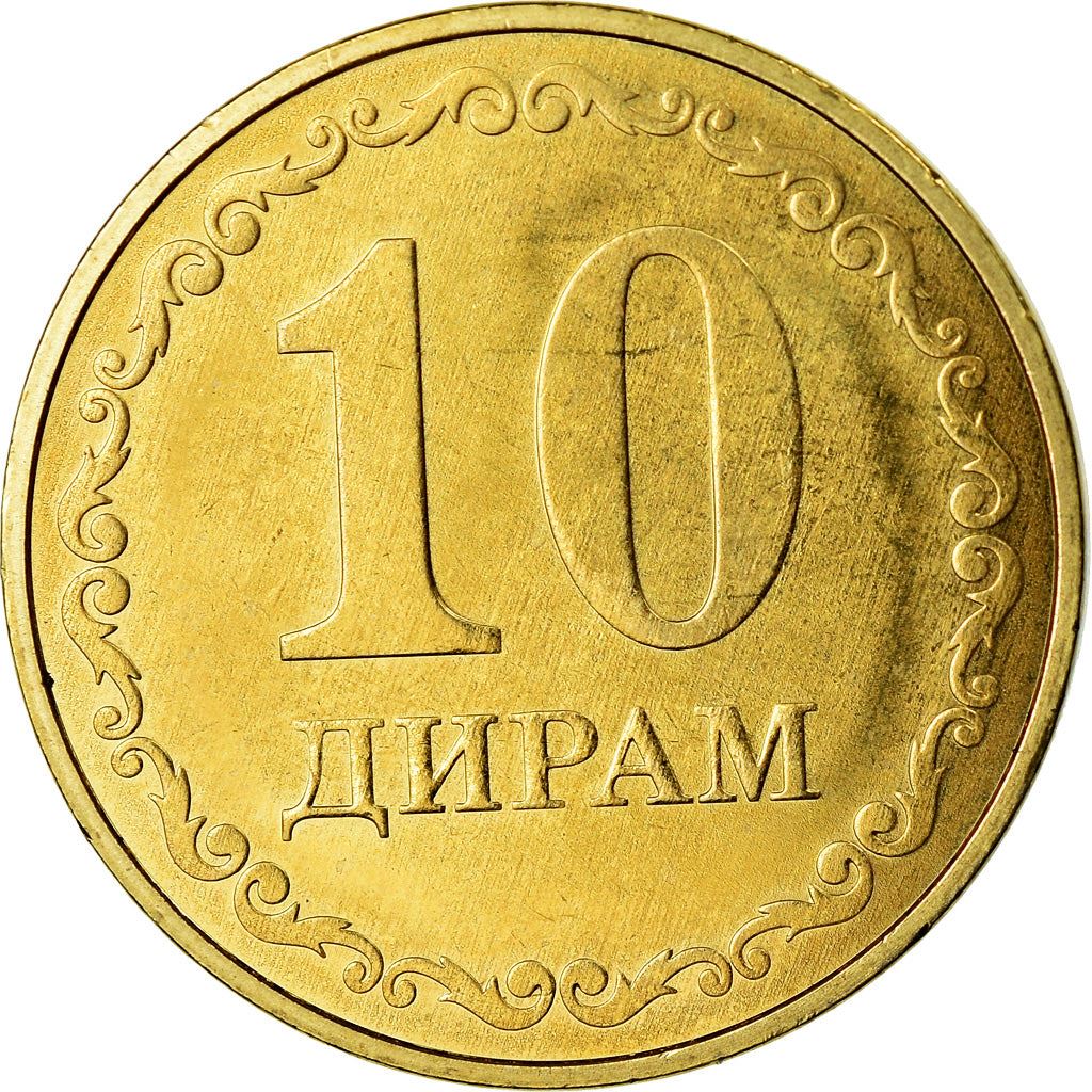 Tajikistan | 10 Diram Coin | Sunrise | Wheat | Cotton | Km:53 | 2019 - 2020