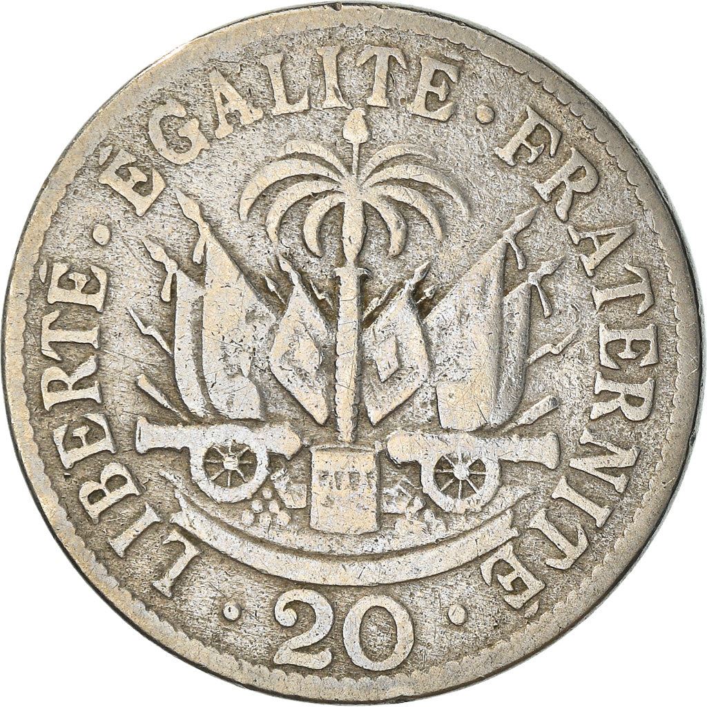 Haiti | 20 Centimes Coin | General Pierre Nord-Alexis | Cannon | Km:55 | 1907 - 1908