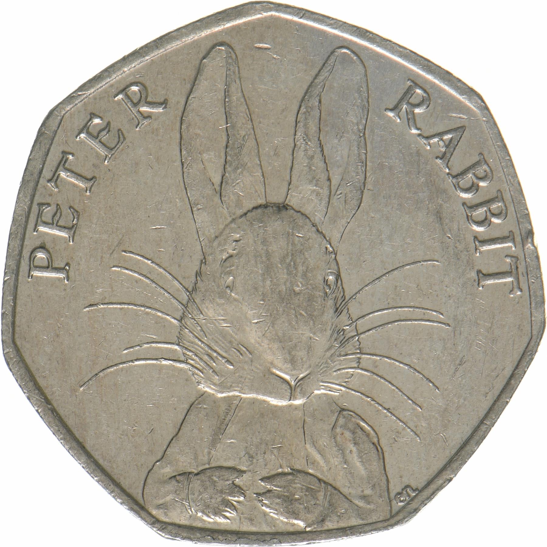 United Kingdom | 50 Pence Coin | Peter Rabbit | KM:1371 | 2016
