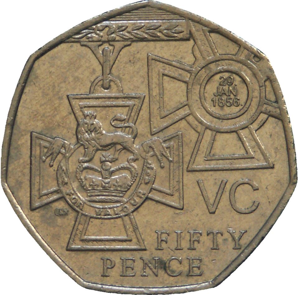 United Kingdom | 50 Pence Coin | Victoria Cross | KM:1057 | 2006 - 2009
