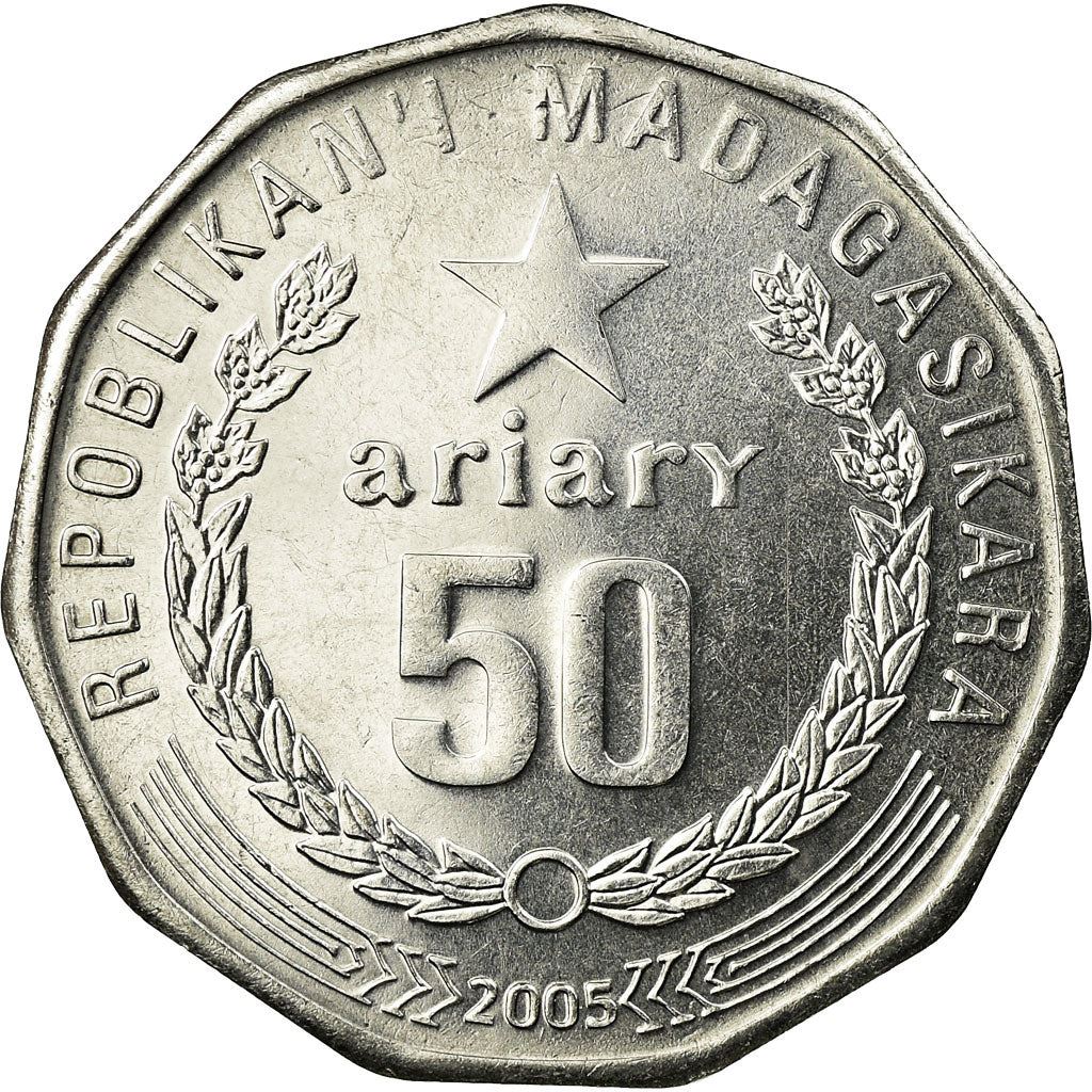 Madagascar | 50 Ariary Coin | Star | Baobab | Km:25.2 | 2005