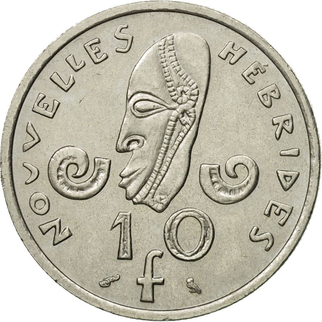 New Hebrides | 10 Francs Coin | Marianne | Native Mask | Snails | Km:2.1 | 1967 - 1970