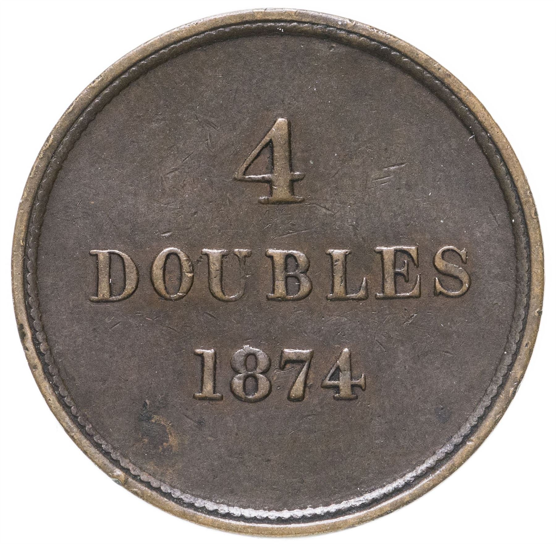 Guernsey 4 Doubles Coin | Guernsey Arms | KM5 | 1864 - 1911