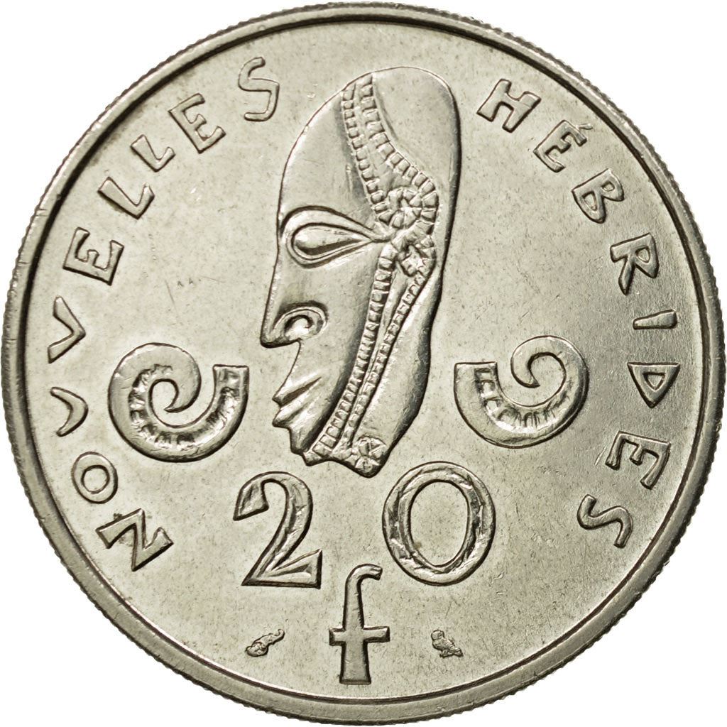 New Hebrides | 20 Francs Coin | Marianne | Native Mask | Snails | Km:3.1 | 1967 - 1970