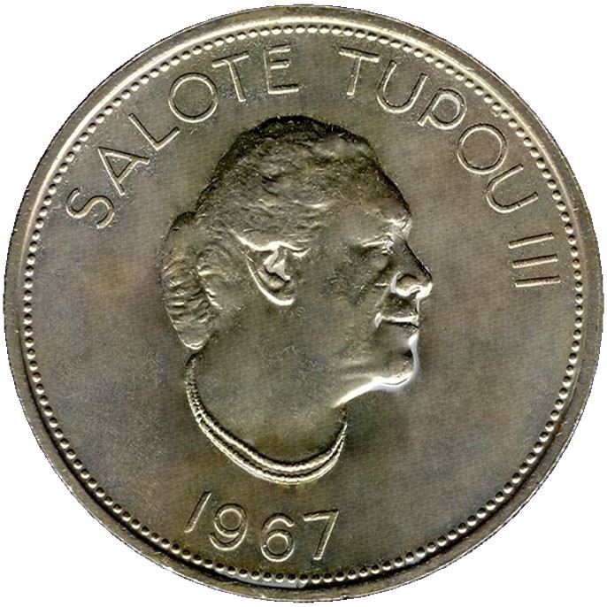 Tonga | 1 Pa'Anga Coin | Queen Tupou III | Star | Km:11 | 1967