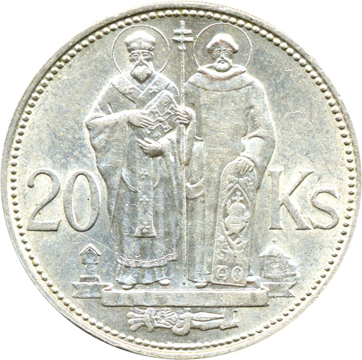 Slovakia | 20 Korun Coin | St. Cyril | St. Methodius | KM7 | 1941