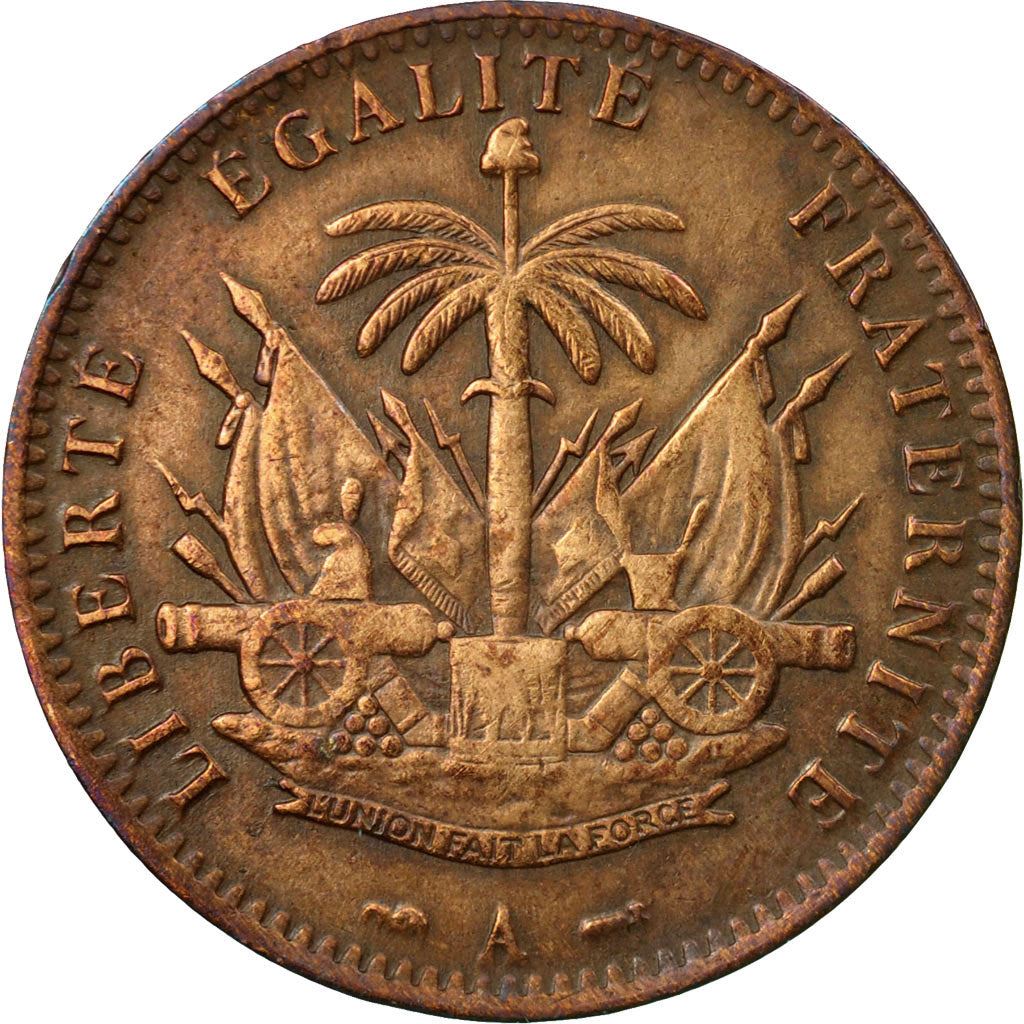 Haiti | 1 Centime Coin | Palm Tree | Cannon | Km:48 | 1886 - 1895