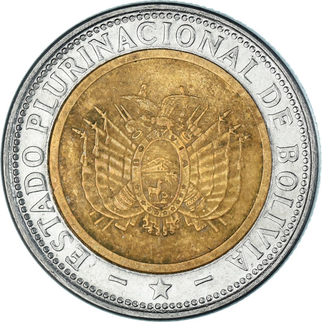 Bolivia | 5 bolivianos | Bimetallisch | Wapen | KM:219 | 2010-2012