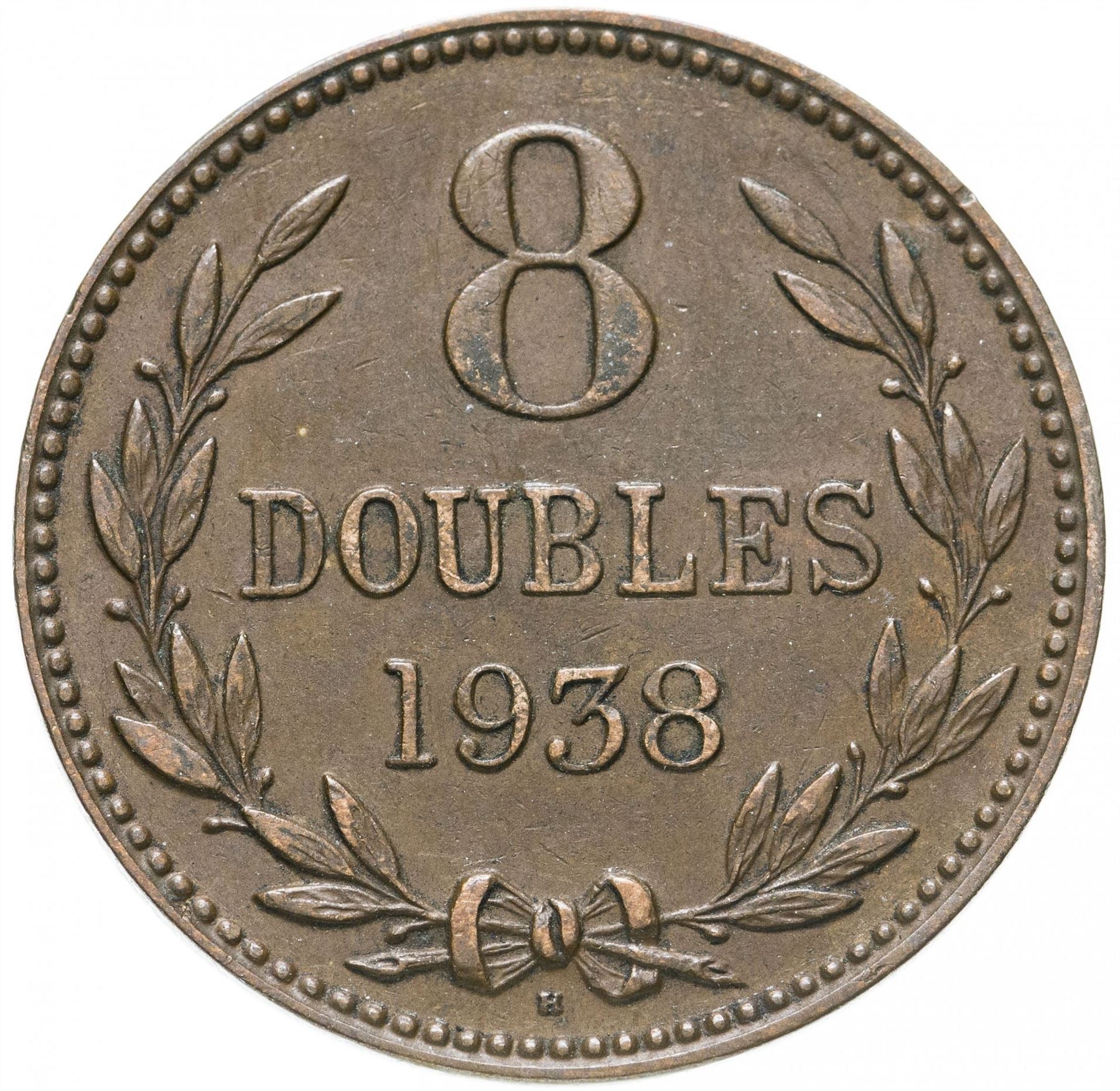 Guernsey 8 dvigubų monetų | Herbų skydas | KM14 | 1914 - 1949
