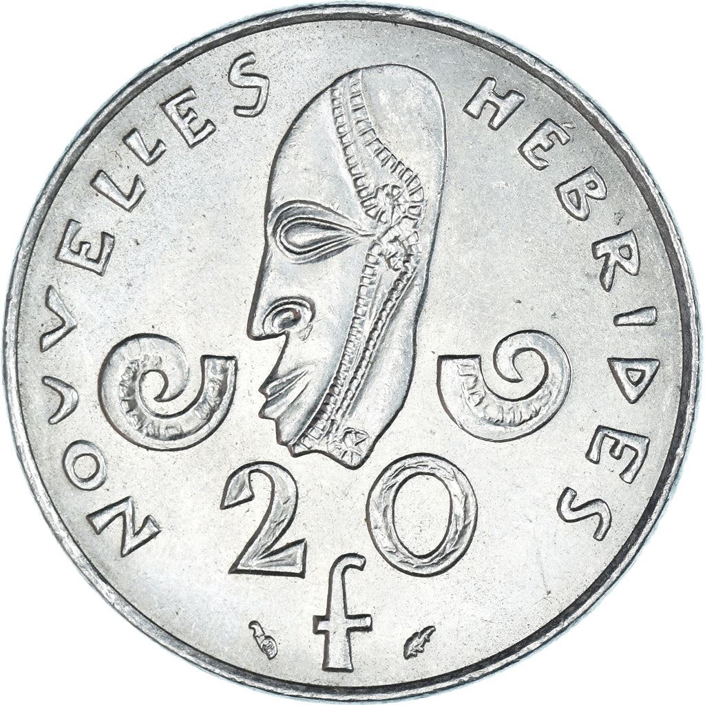 New Hebrides | 20 Francs Coin | Marianne | Native Mask | Snails | Km:3.2 | 1973 - 1982