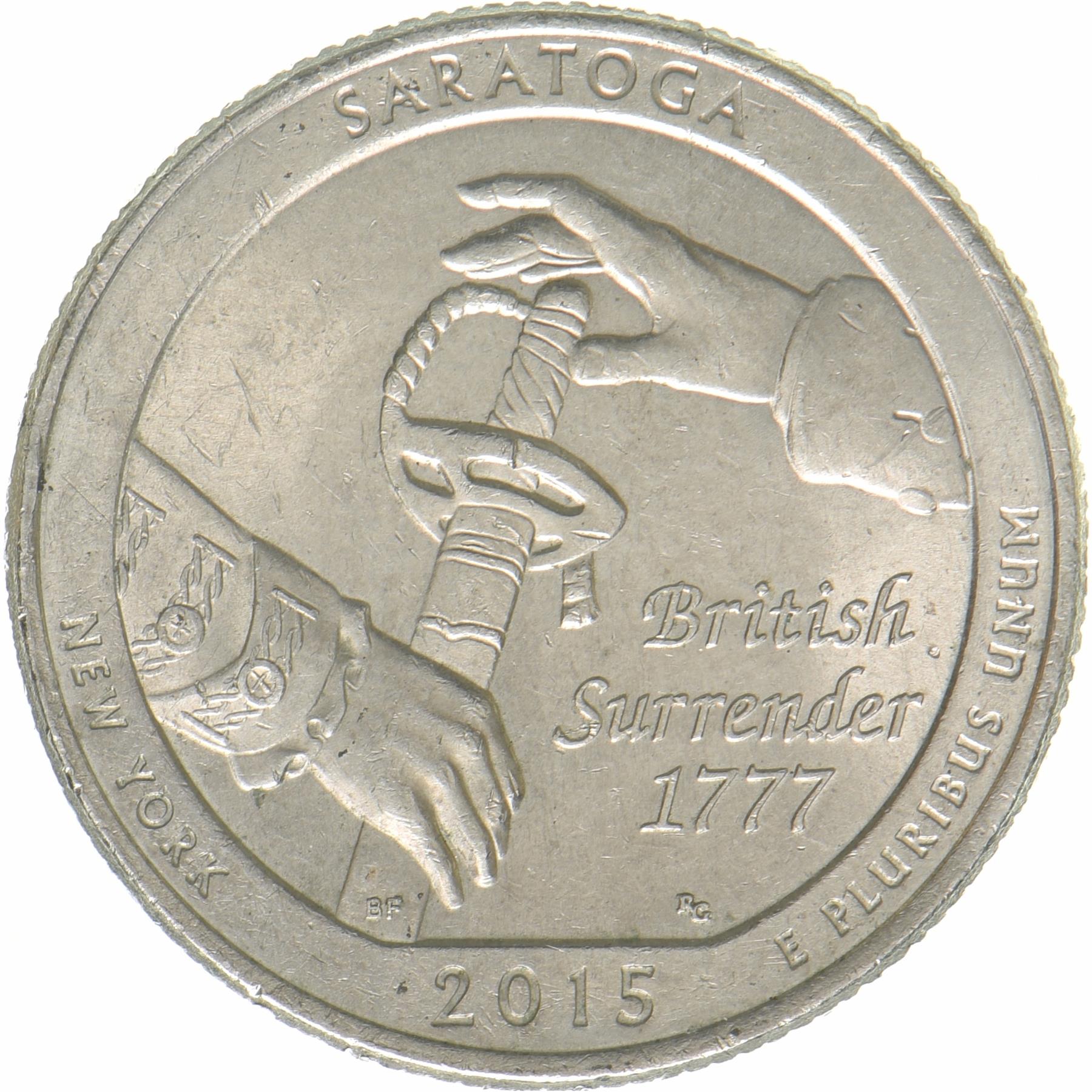 USA | 1/4 Dollar Mønt | Saratoga National Historical Park | KM:601 | 2015