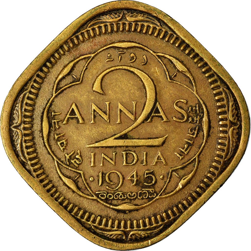 India - British | 2 Annas Coin | King George VI | Km:543 | 1945