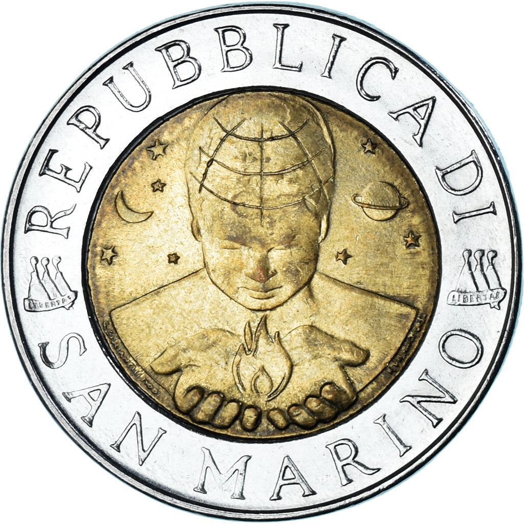 San Marino | 500 Lire Coin | Moon's surface | Km:394 | 1999