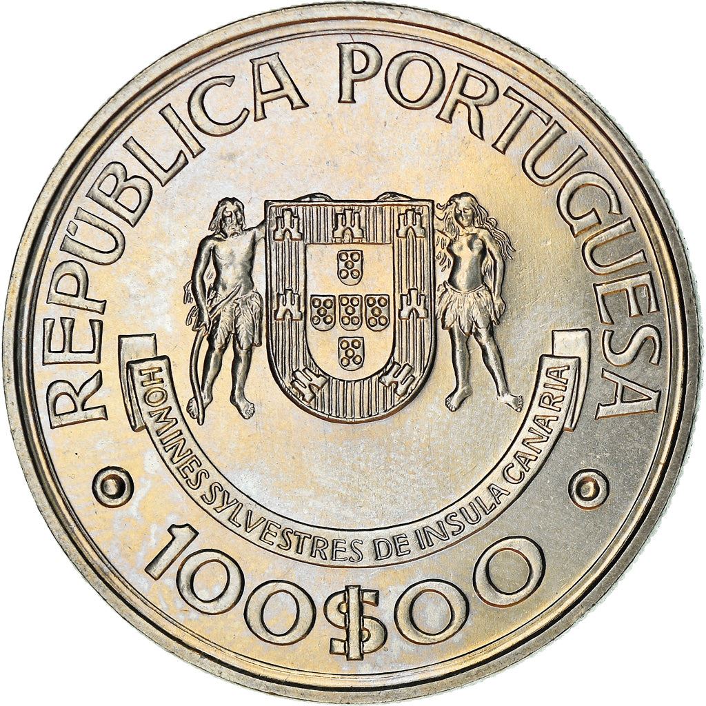 Portugal 100 Escudos Coin | Canary Islands | Ship | KM646 | 1989