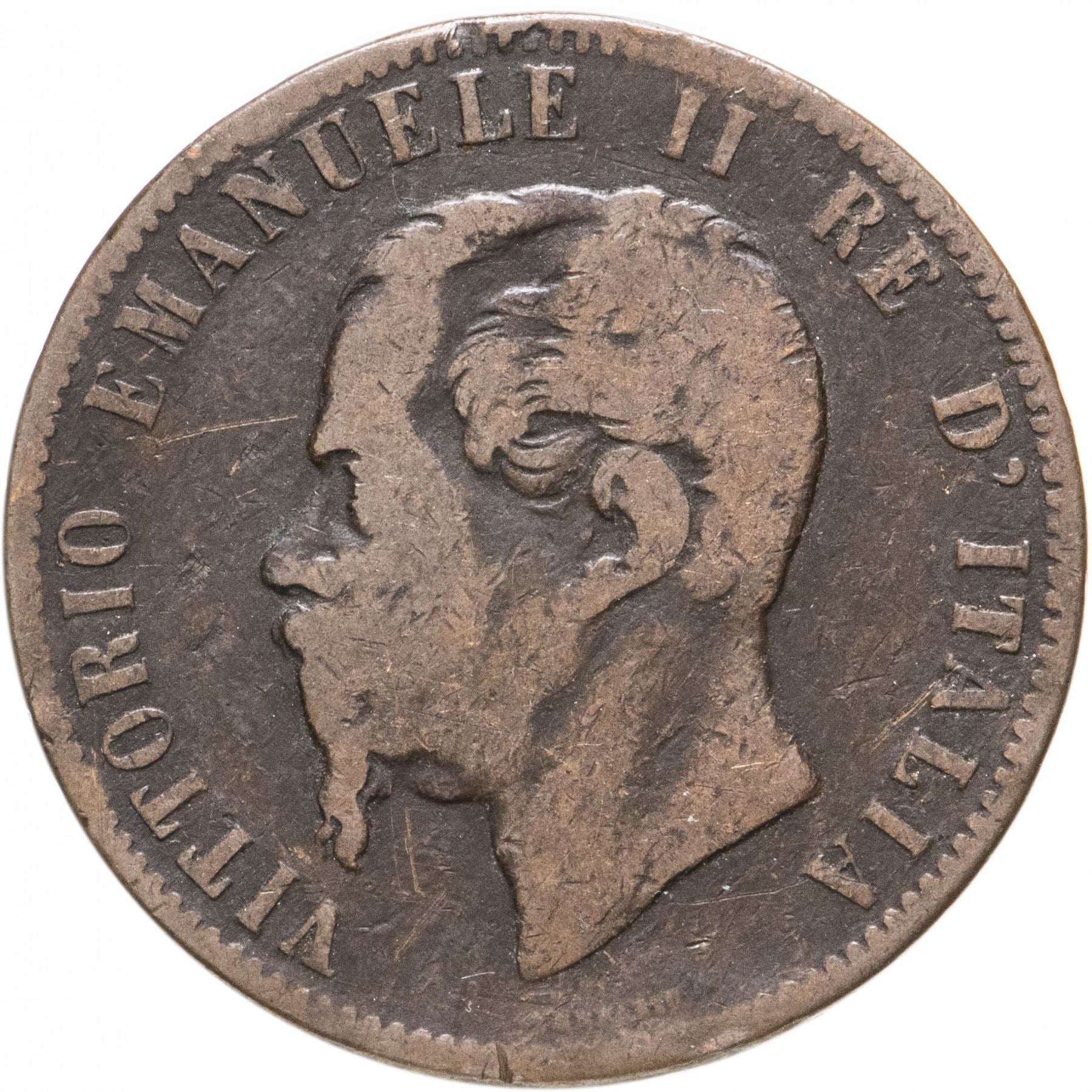 Moneta da 10 Centesimi Italia | Vittorio Emanuele II | Ramo | Quercia Alloro | Stella | KM11 | 1862 - 1867